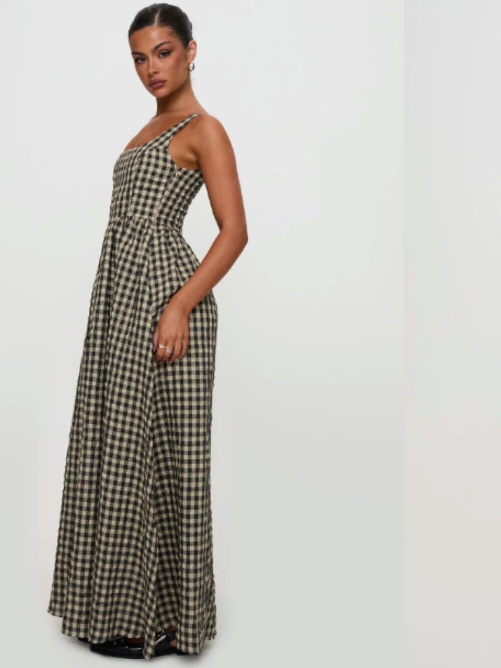 NWT CARTMEL CHECK GIGHAM MAXI DRESS 8 - Picture 2 of 3